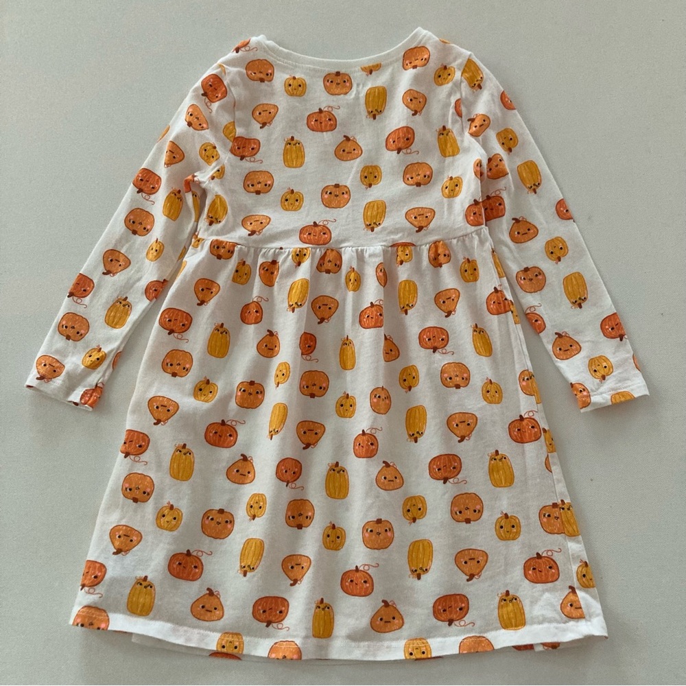 Old Navy 4T Toddler Girl Orange Pumpkin Dress Fall - Picture 4 of 8